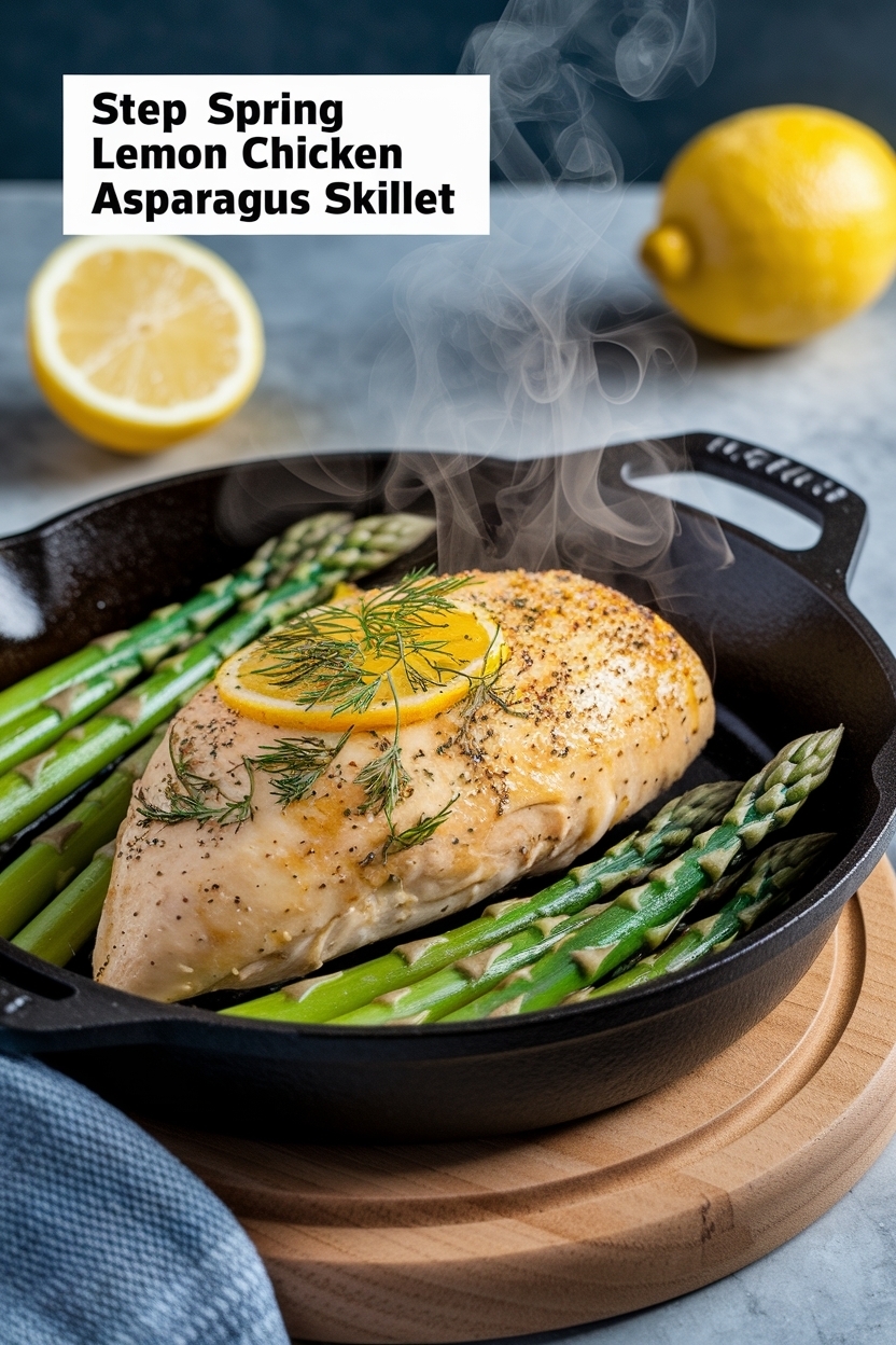 spring lemon chicken asparagus skillet