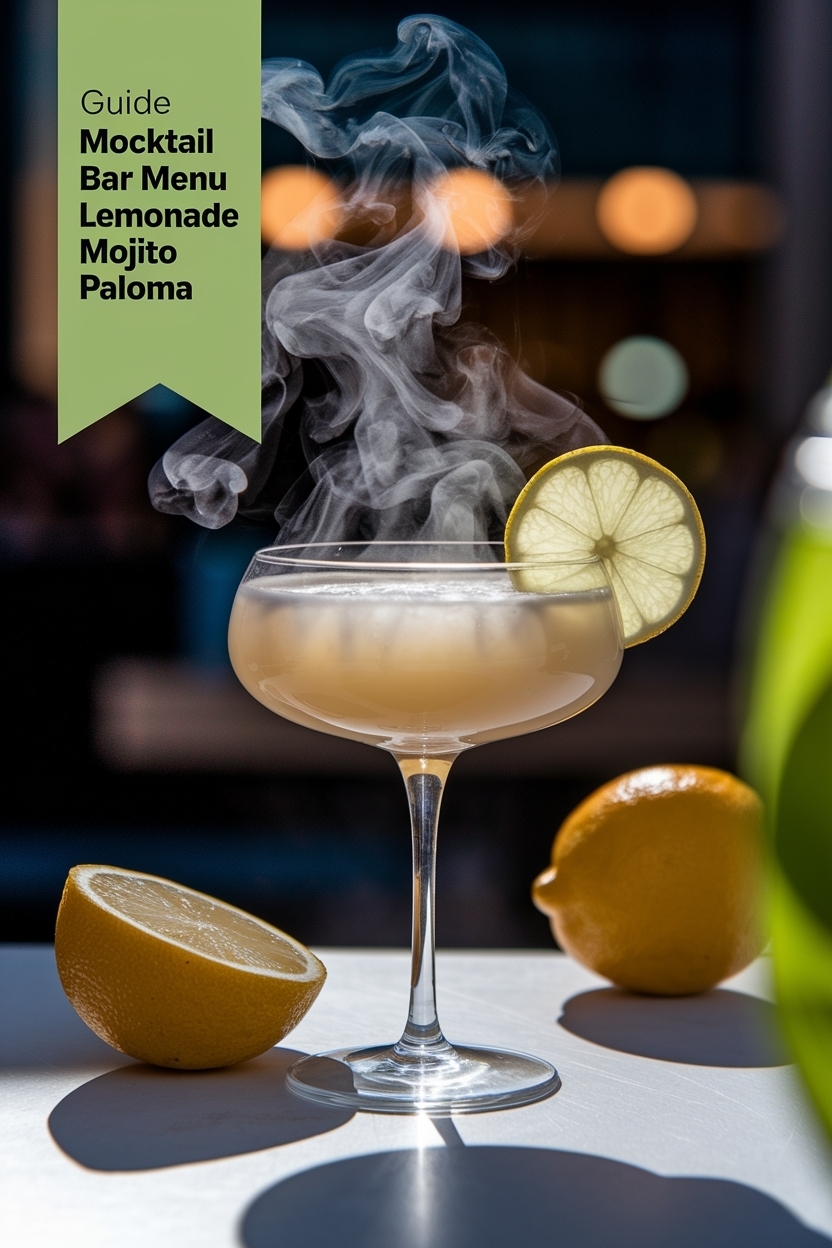 mocktail bar menu lemonade mojito paloma