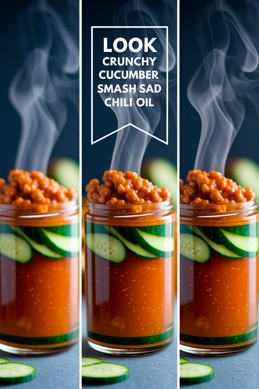 crunchy cucumber smash salad chili oil