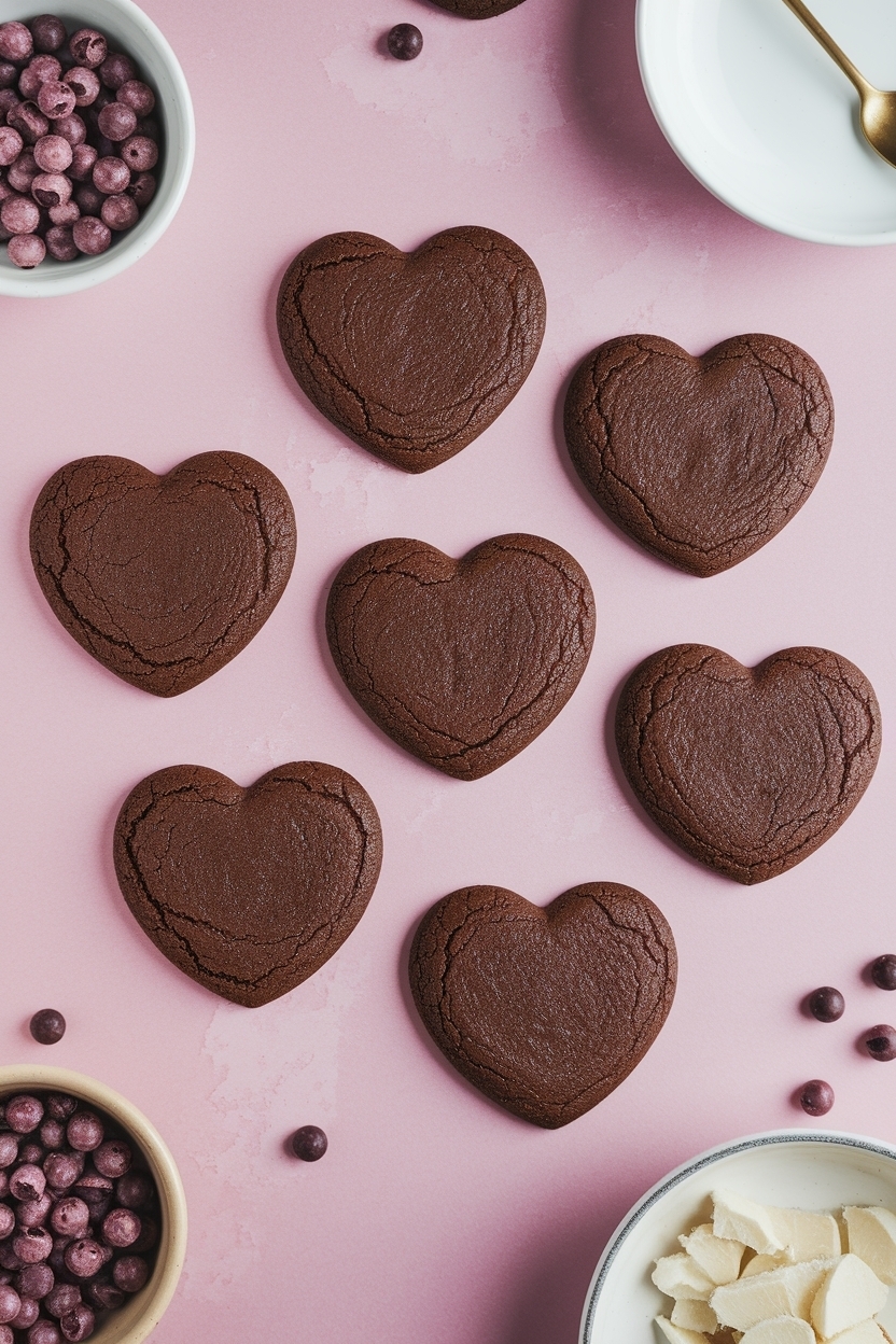 heart shaped chocolate sugar cookies