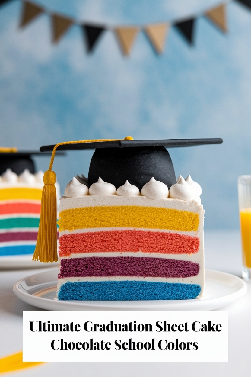graduation sheet cake chocolate school colors