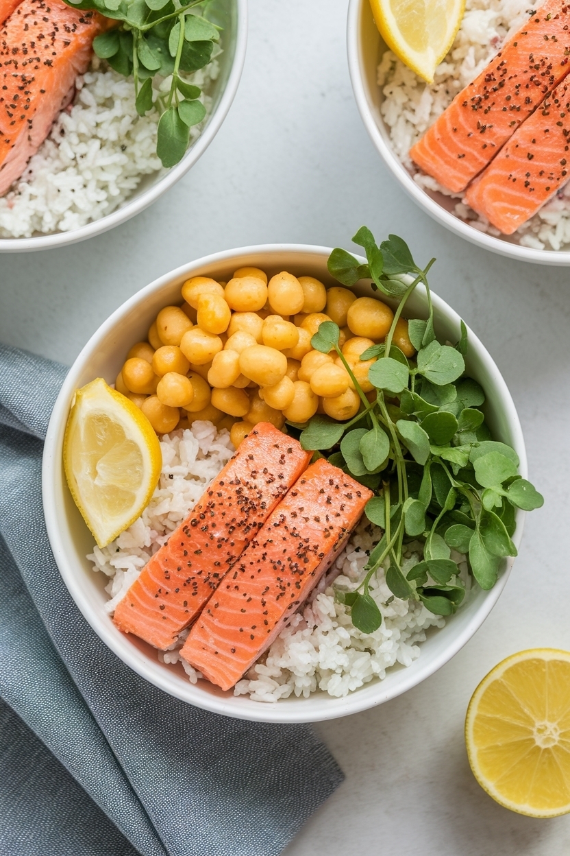 salmon rice bowl meal prep recipe