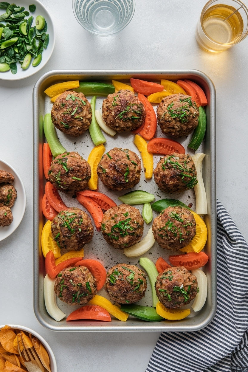 sheet pan meatballs and vegetables