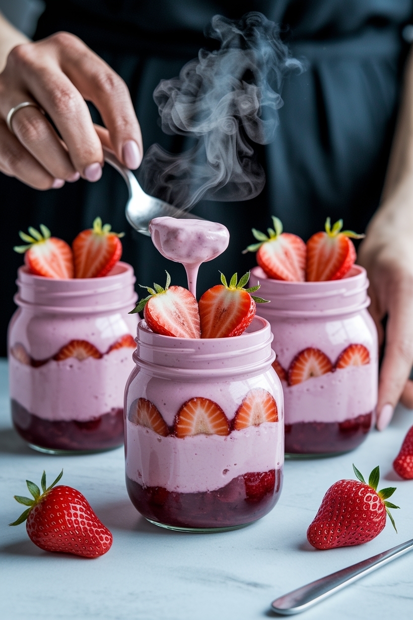 no bake strawberry cheesecake jars valentine