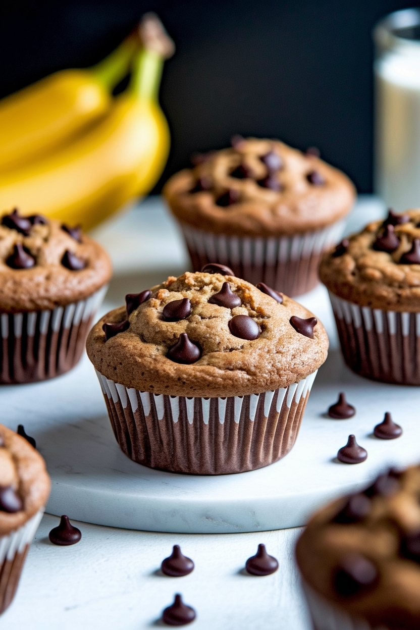 sourdough discard banana muffins chocolate chip