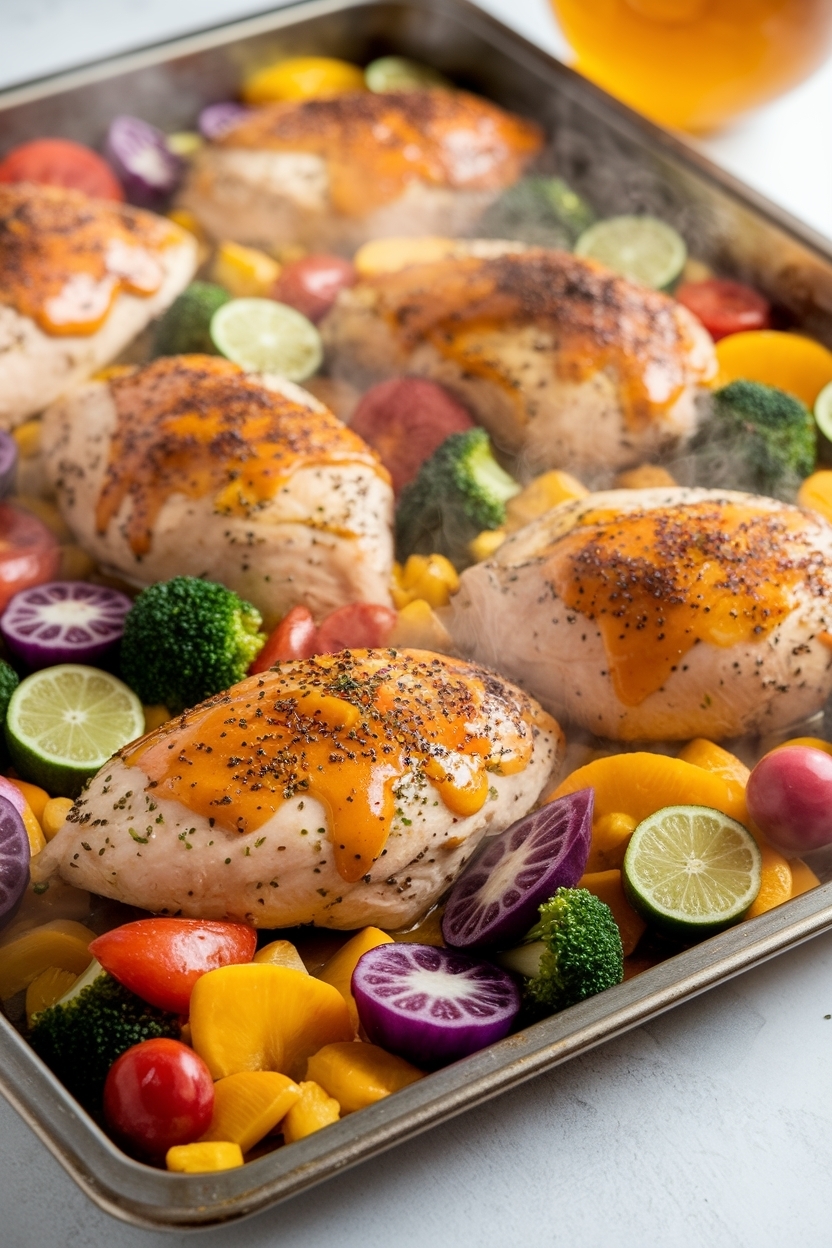 sheet pan honey mustard chicken vegetables