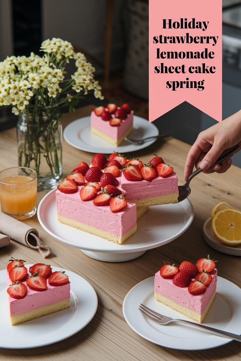 strawberry lemonade sheet cake spring