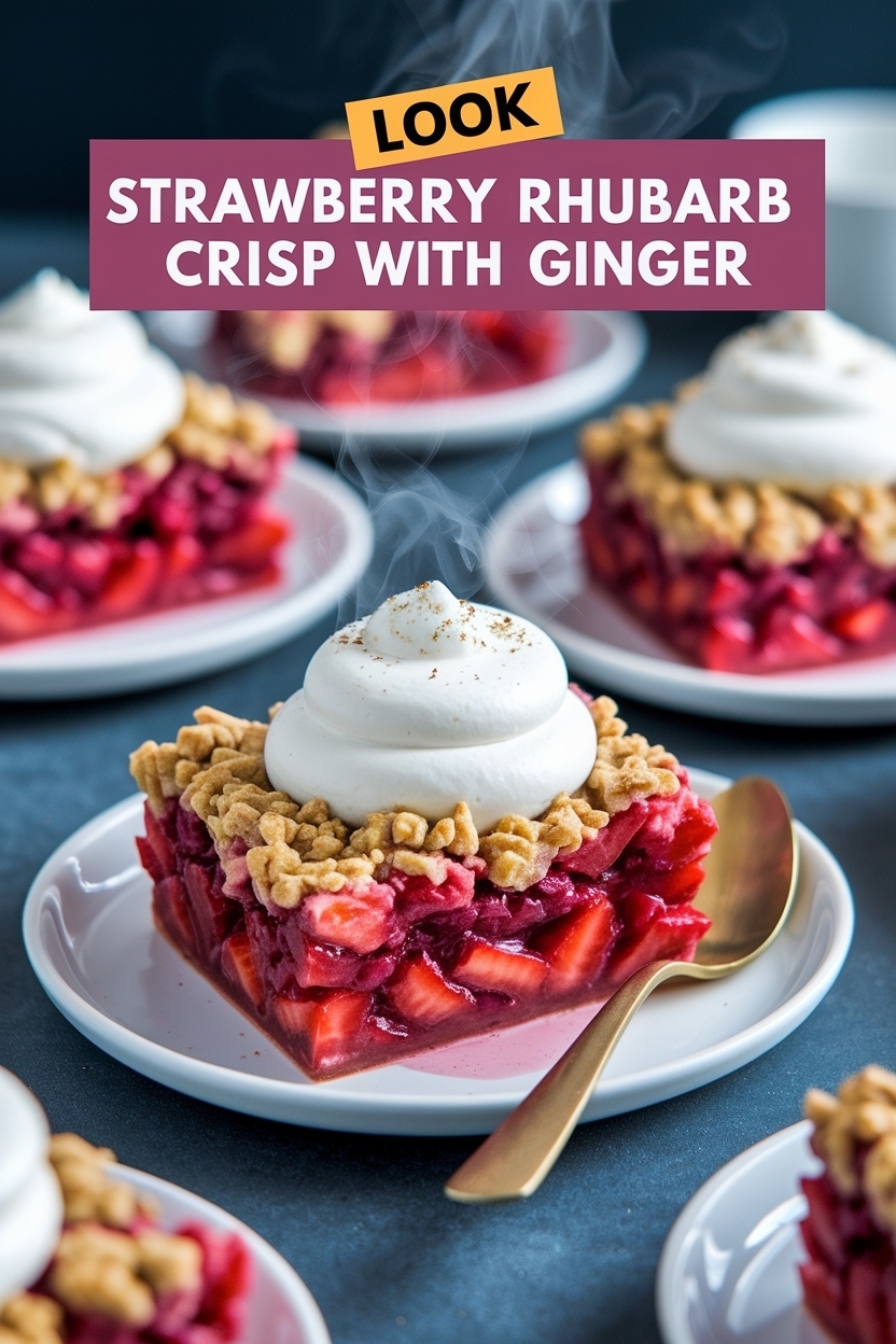 strawberry rhubarb crisp with ginger
