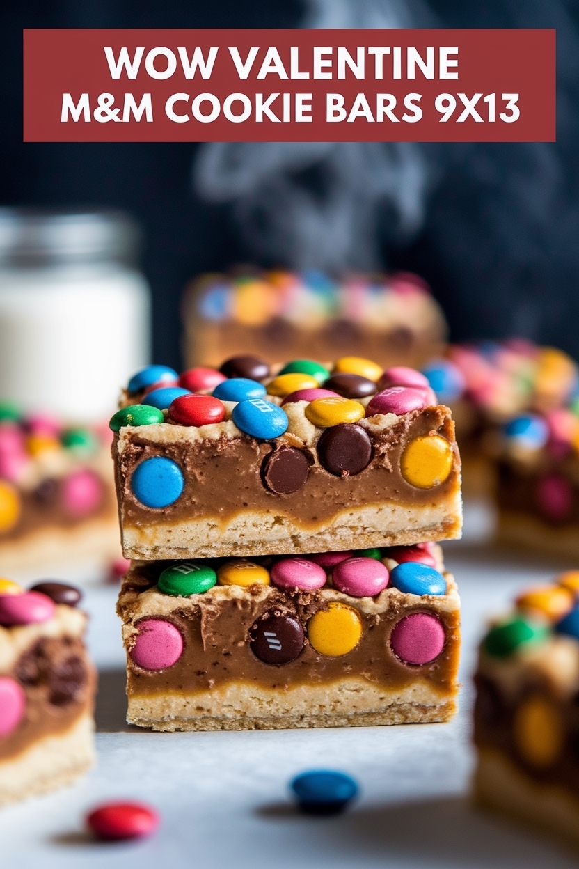 valentine m&m cookie bars 9x13