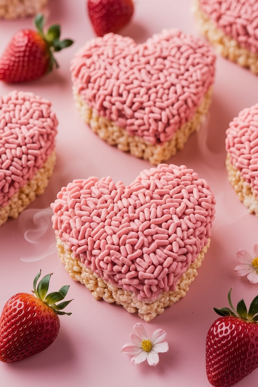 strawberry rice krispie treats hearts