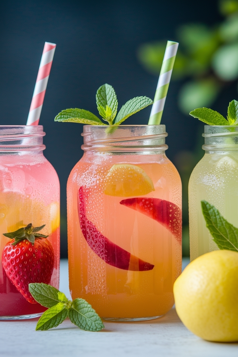 lemonade bar 3 flavors strawberry peach mint