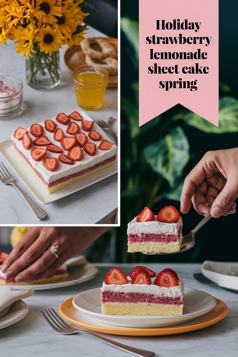 strawberry lemonade sheet cake spring