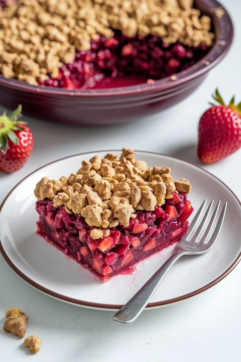 strawberry rhubarb crisp with ginger