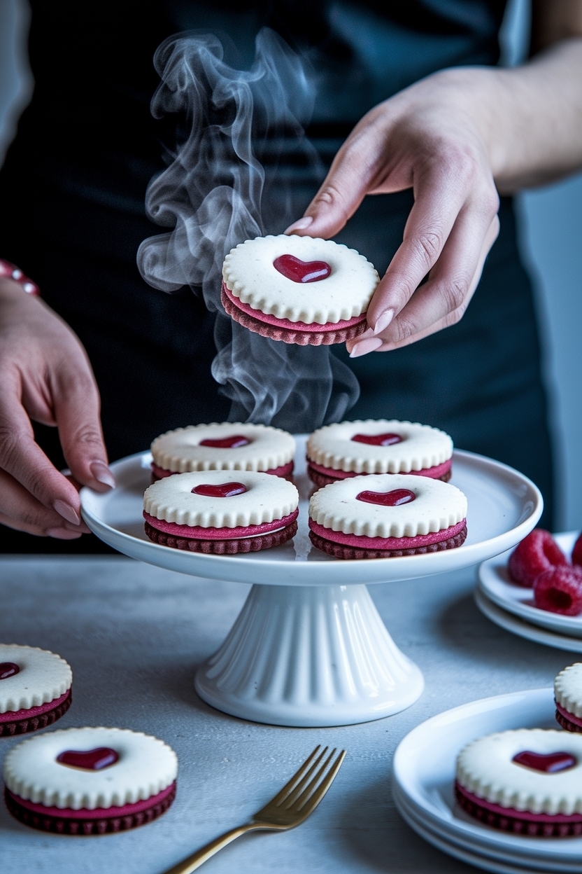 valentine linzer cookies raspberry jam