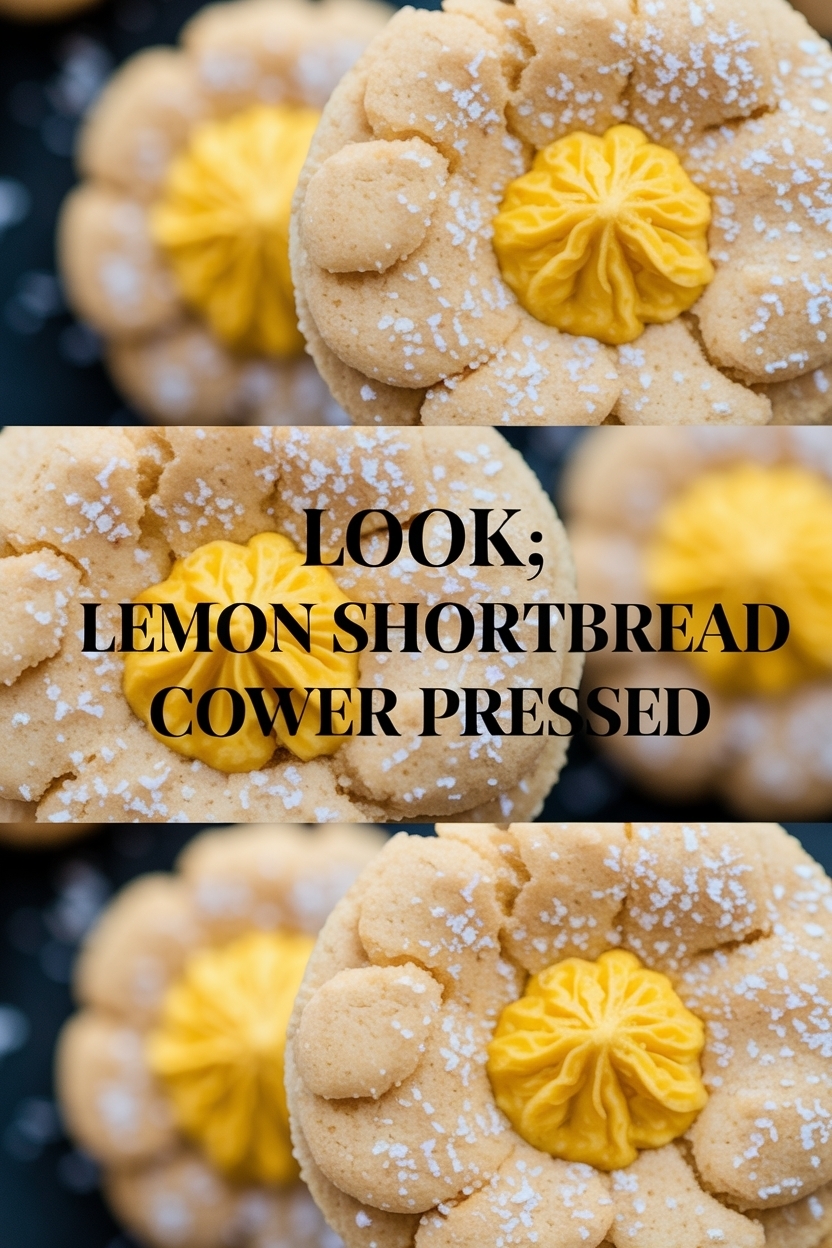 lemon shortbread cookies flower pressed