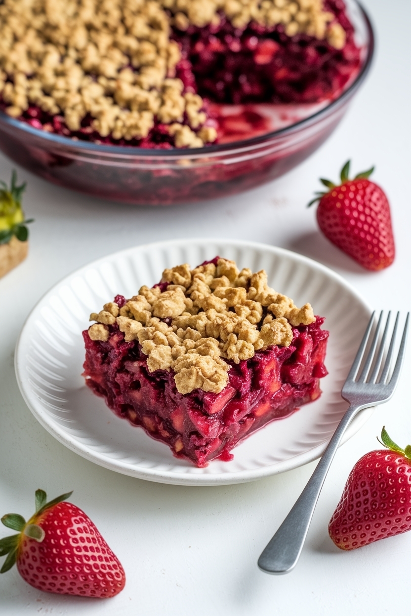 strawberry rhubarb crisp with ginger