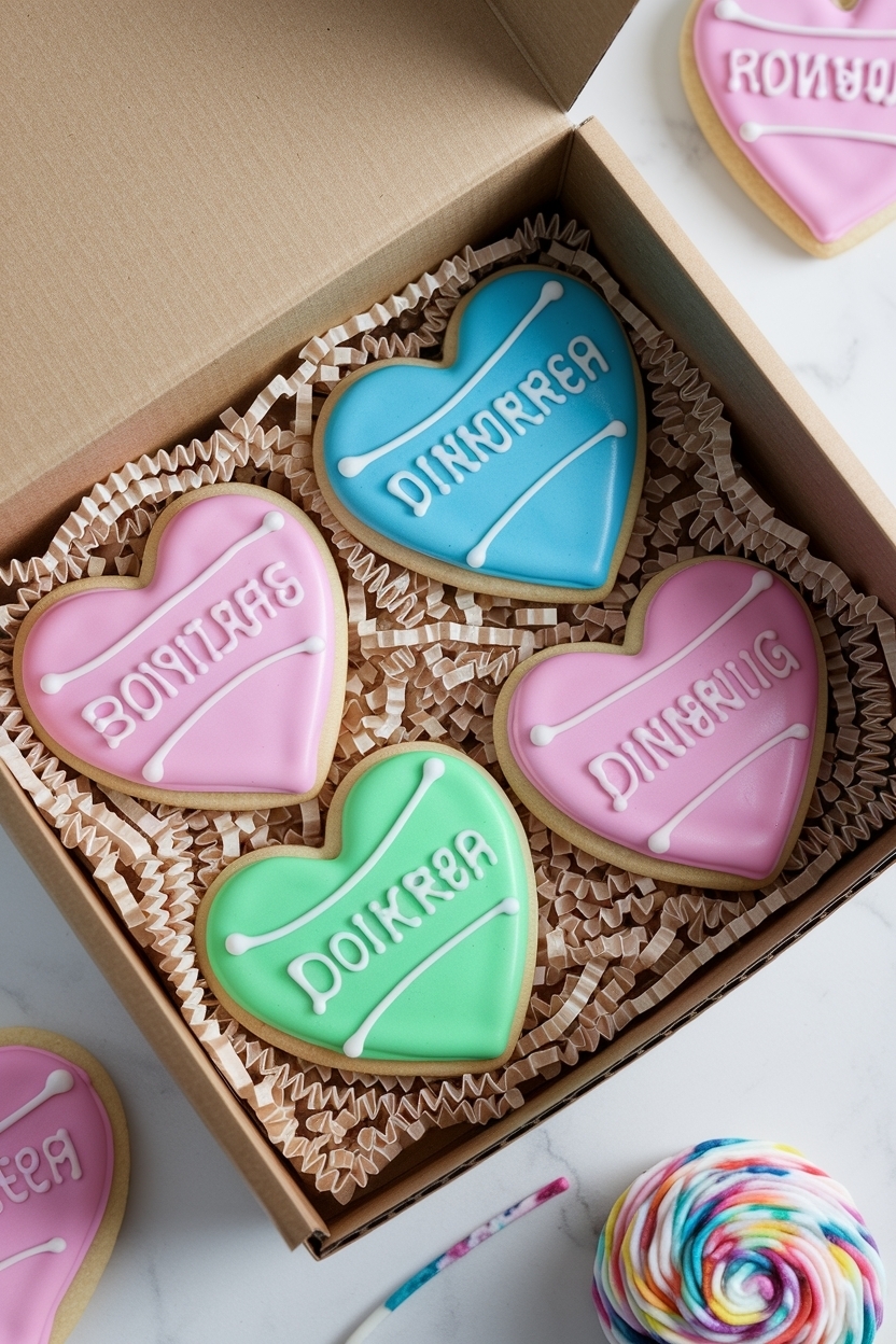 conversation heart sugar cookies royal icing