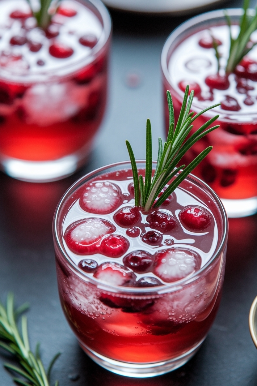 cranberry rosemary spritz mocktail