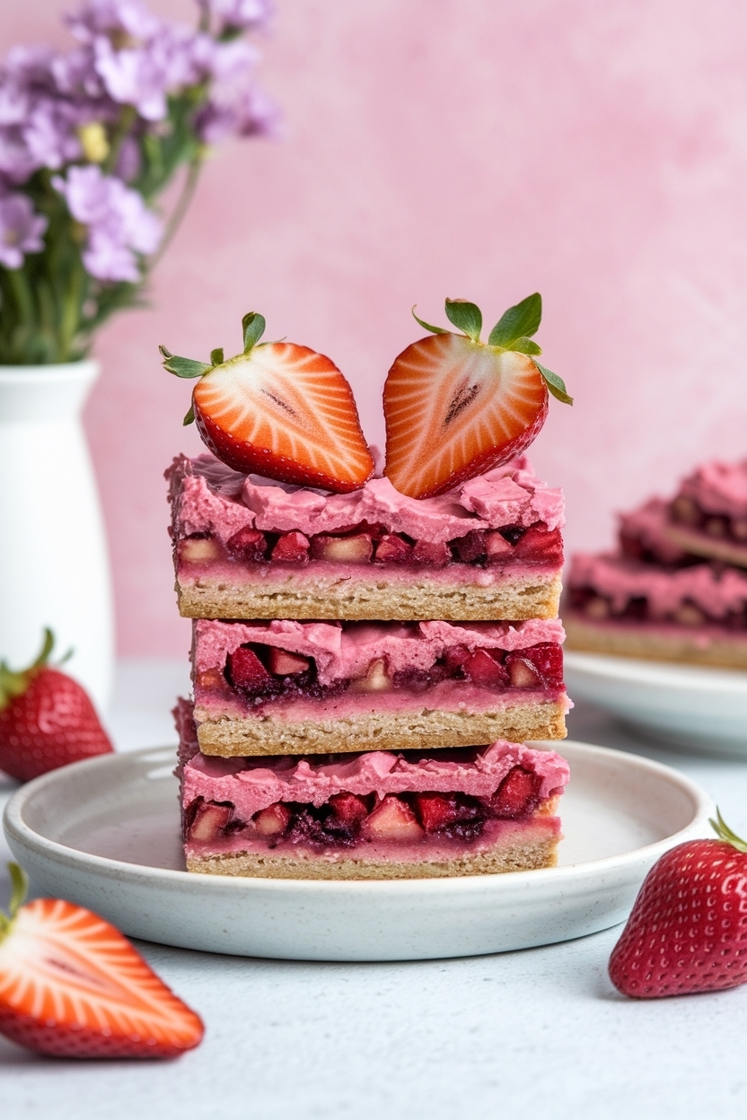 strawberry rhubarb crisp bars