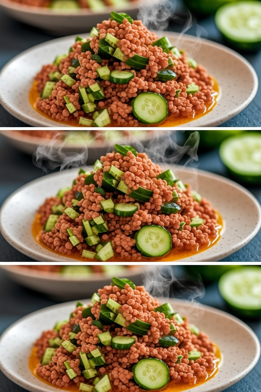 crunchy cucumber smash salad chili oil