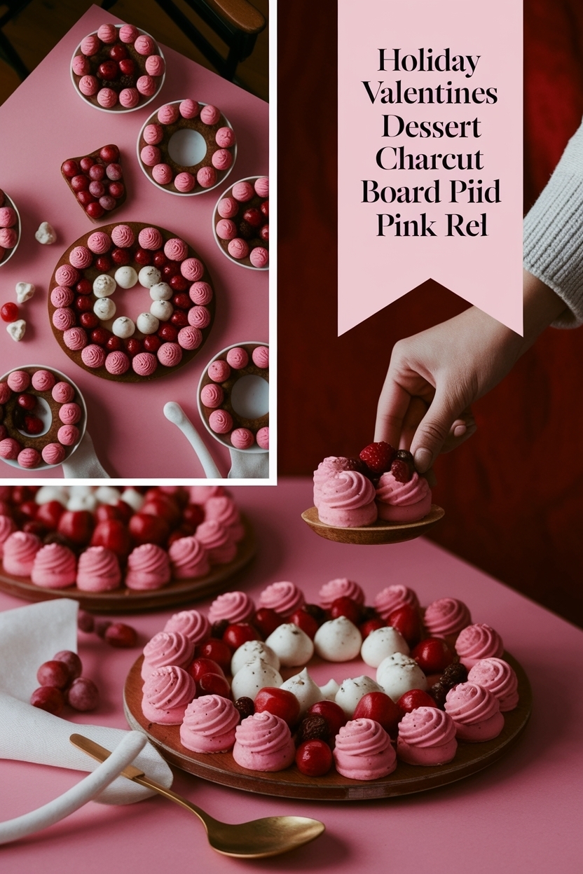 valentines dessert charcuterie board pink red