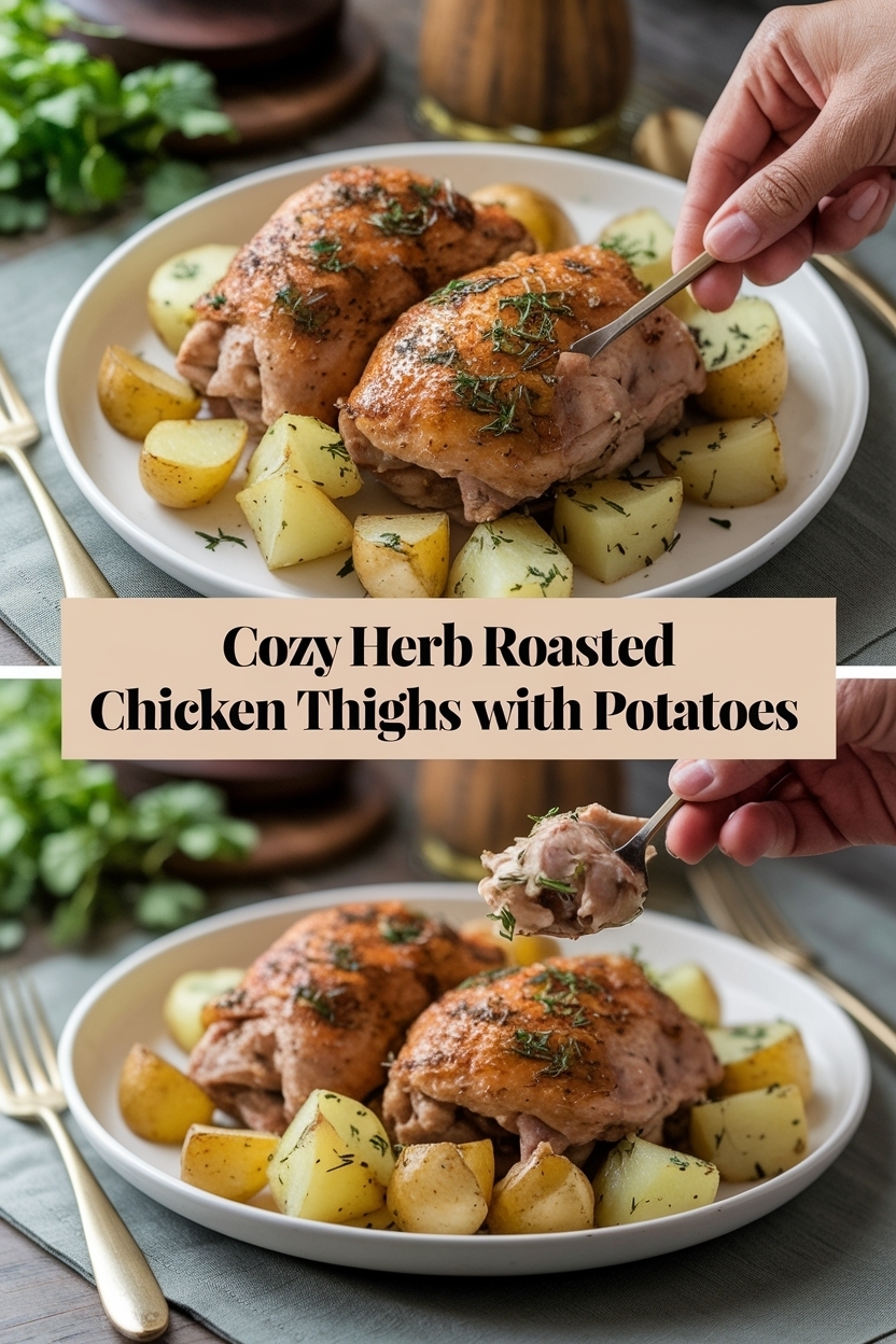 herb roasted chicken thighs with potatoes