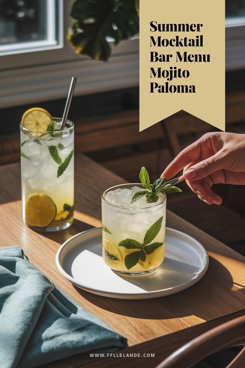 mocktail bar menu lemonade mojito paloma