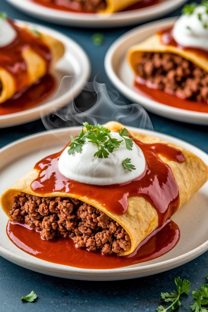 ground beef enchiladas red sauce 9x13