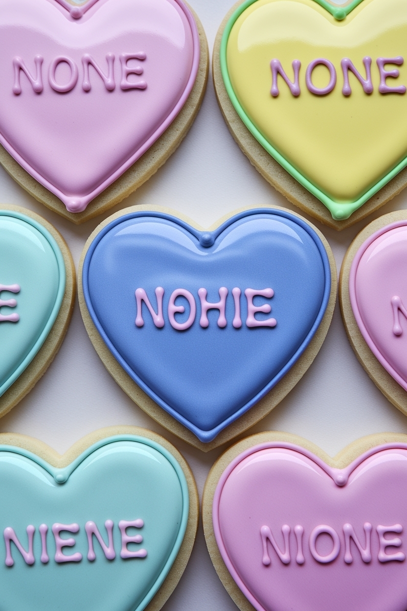 conversation heart sugar cookies royal icing