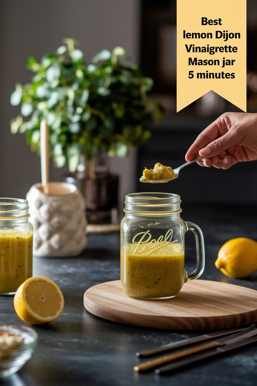 lemon dijon vinaigrette mason jar 5 minutes