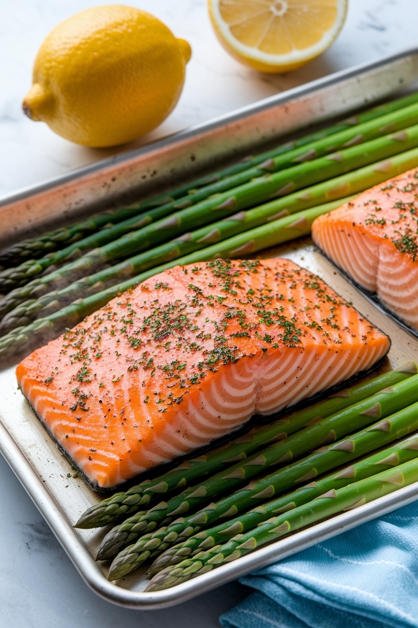 lemon garlic salmon with asparagus sheet pan