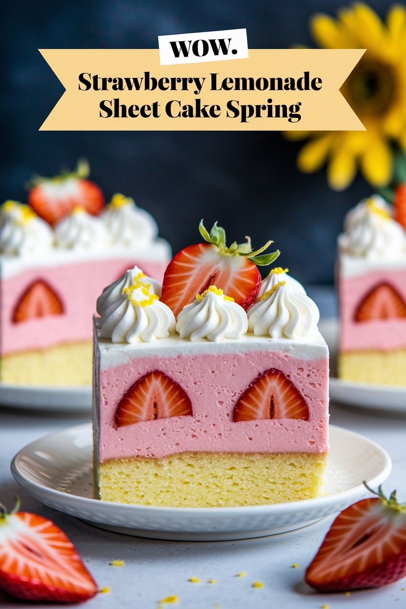 strawberry lemonade sheet cake spring