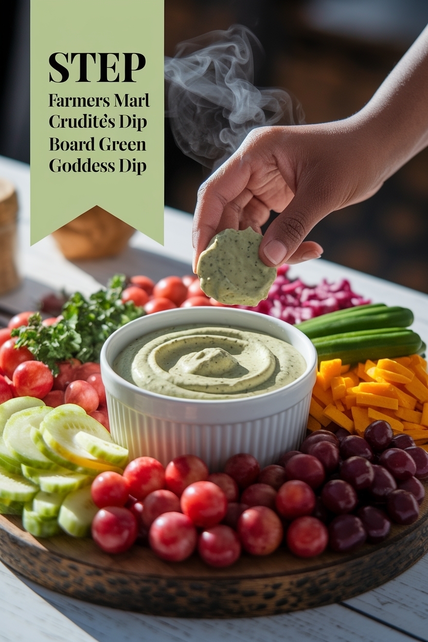 farmers market crudités board green goddess dip