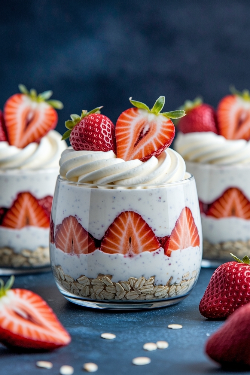 strawberry cheesecake overnight oats greek yogurt