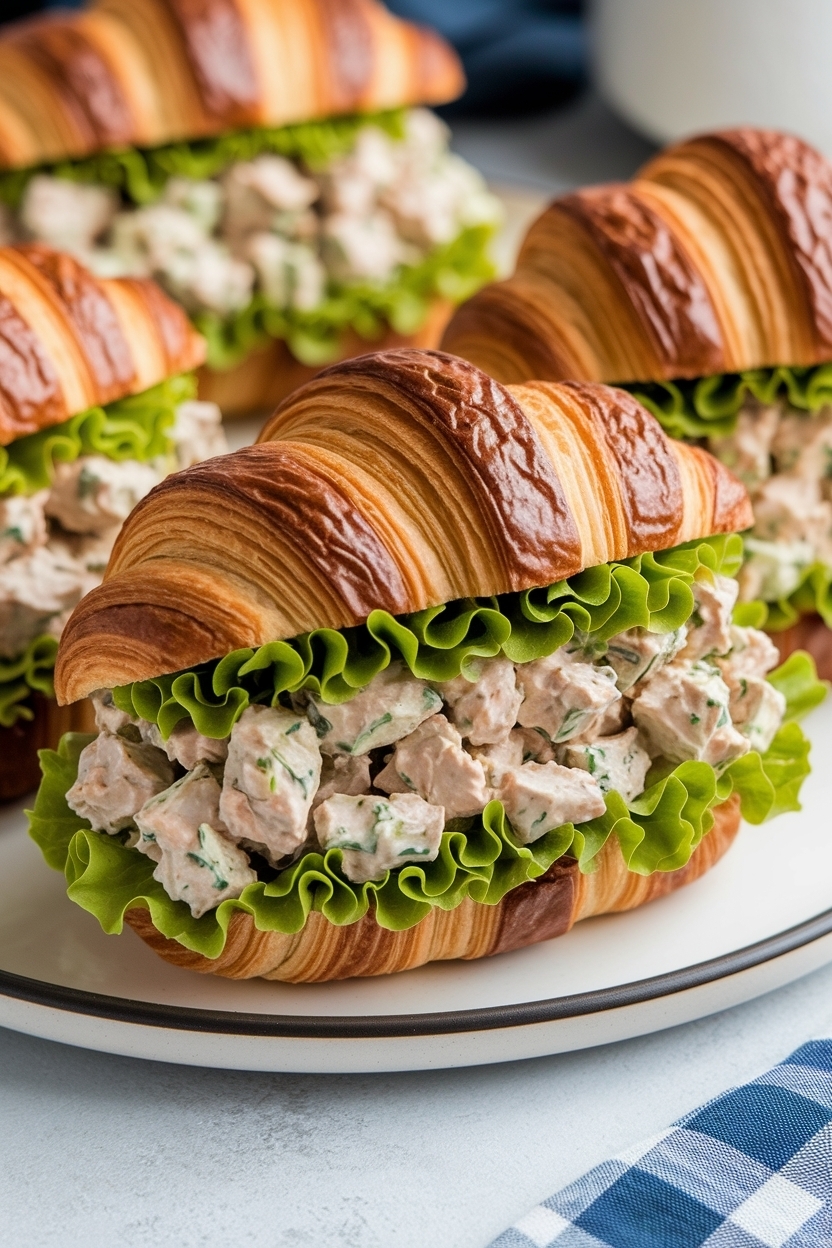 chicken salad croissant sandwiches platter