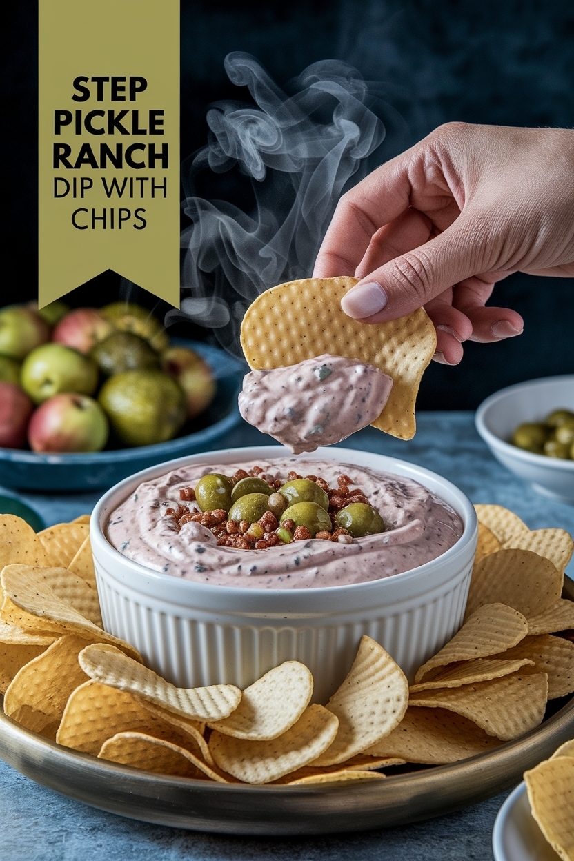 pickle ranch dip with chips