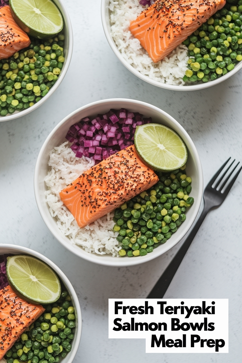 teriyaki salmon bowls meal prep