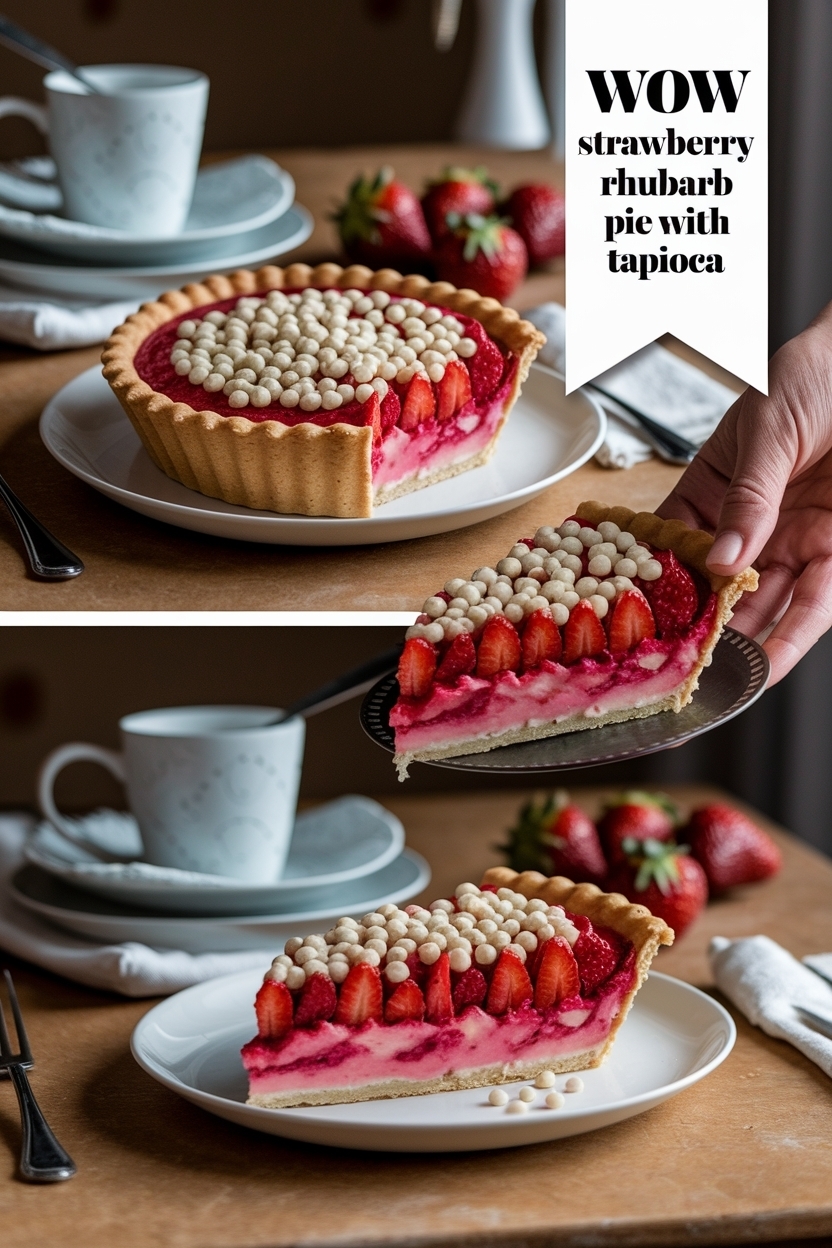 strawberry rhubarb pie with tapioca