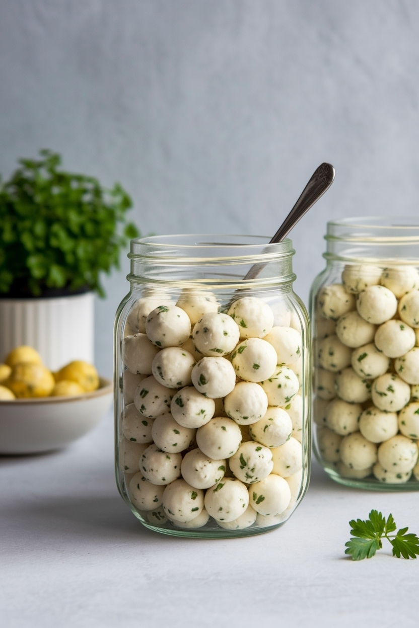 marinated mozzarella balls garlic herb jar