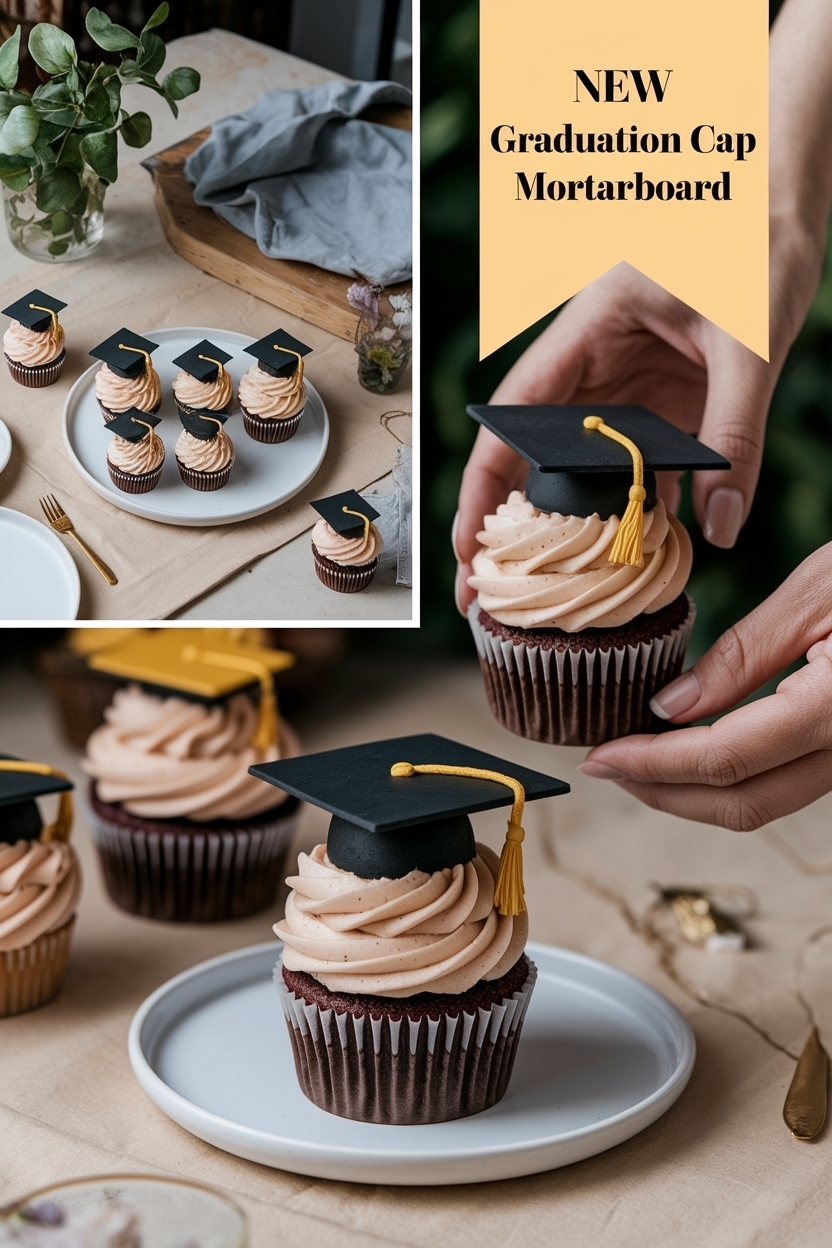 graduation cap cupcakes mortarboard