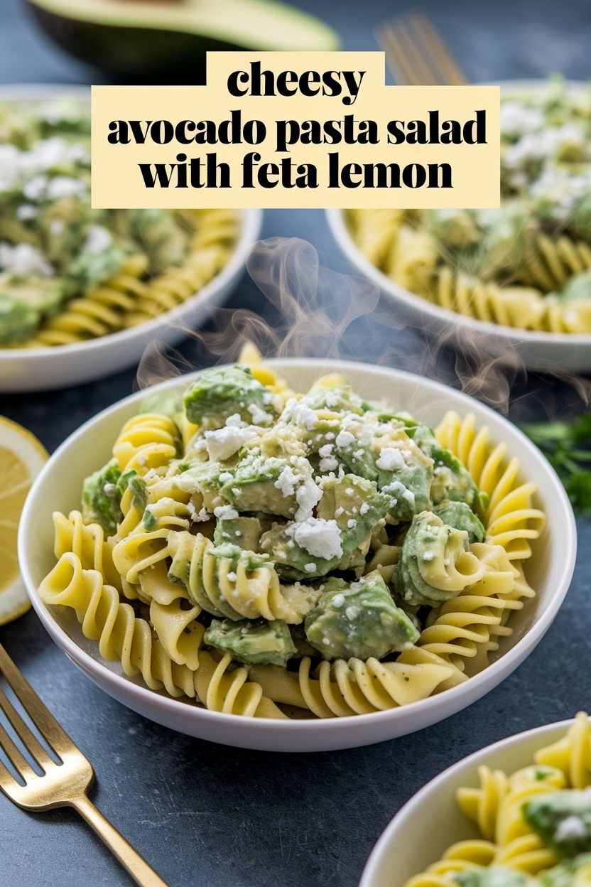 avocado pasta salad with feta lemon