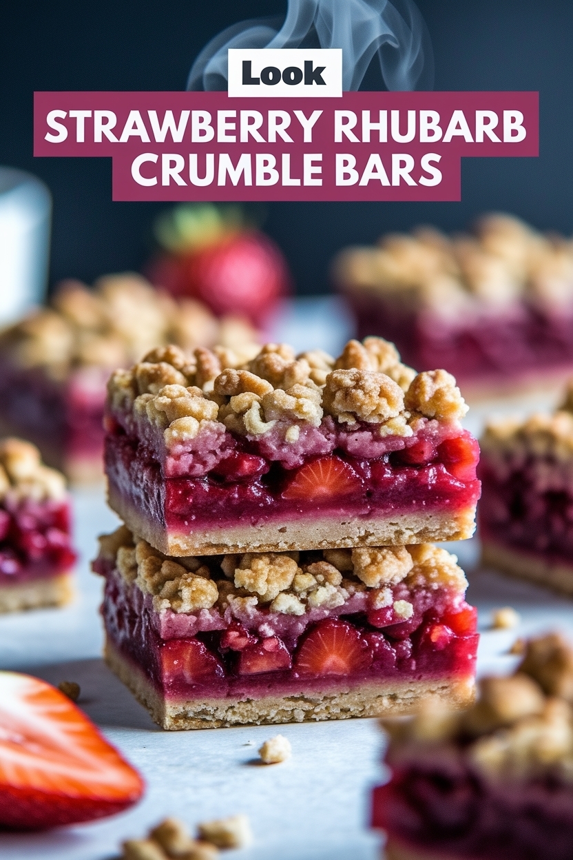 strawberry rhubarb crumble bars