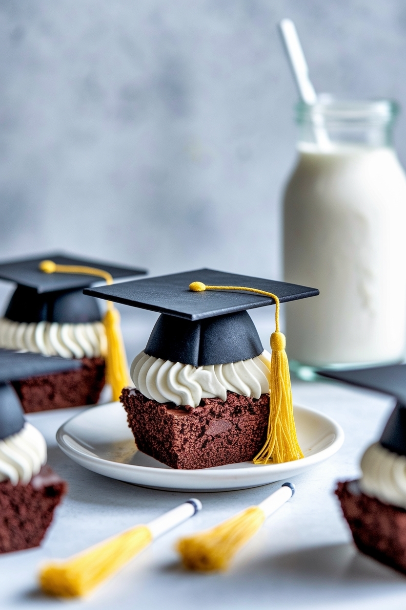 graduation brownie bites with caps