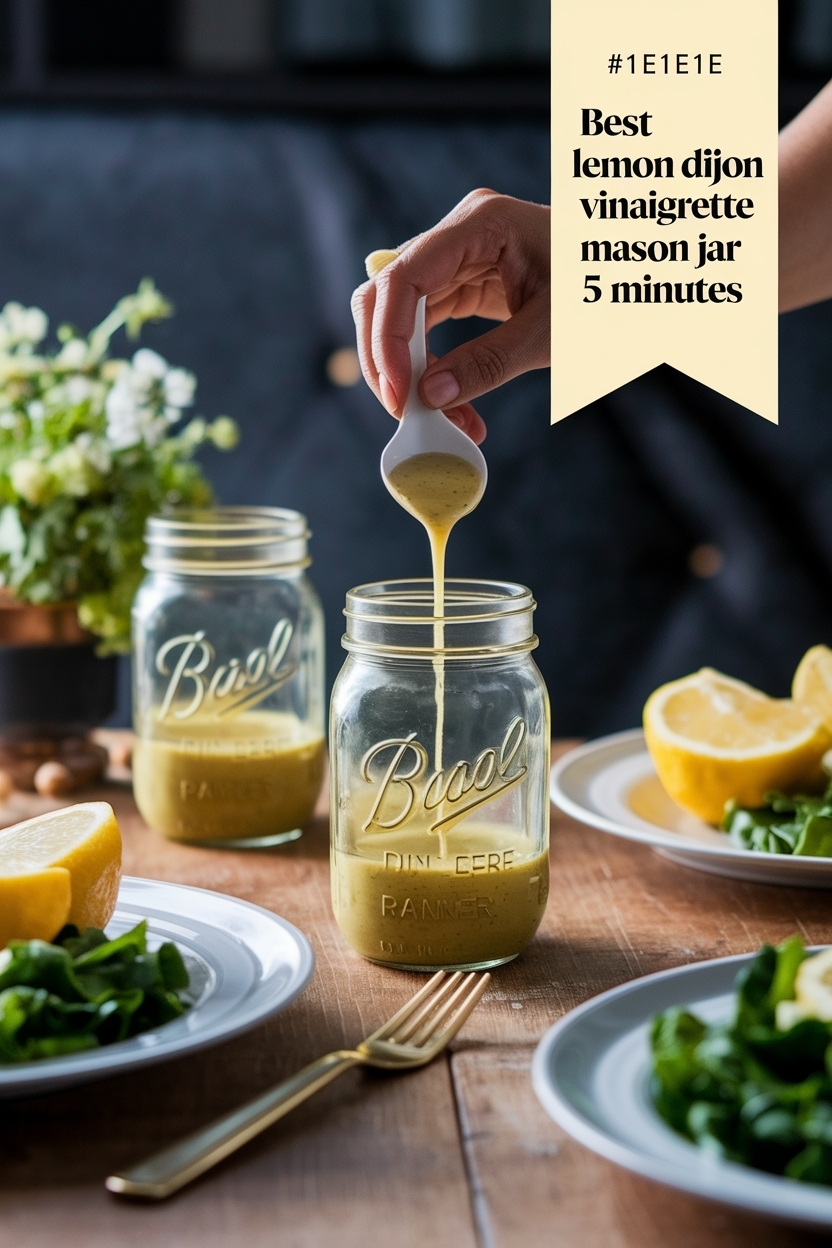 lemon dijon vinaigrette mason jar 5 minutes