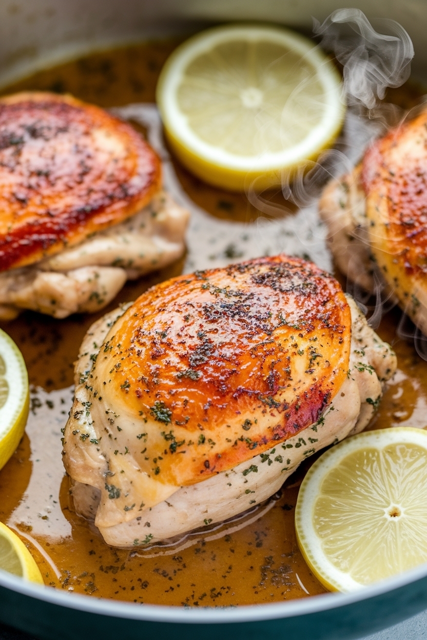one pan lemon garlic chicken thighs