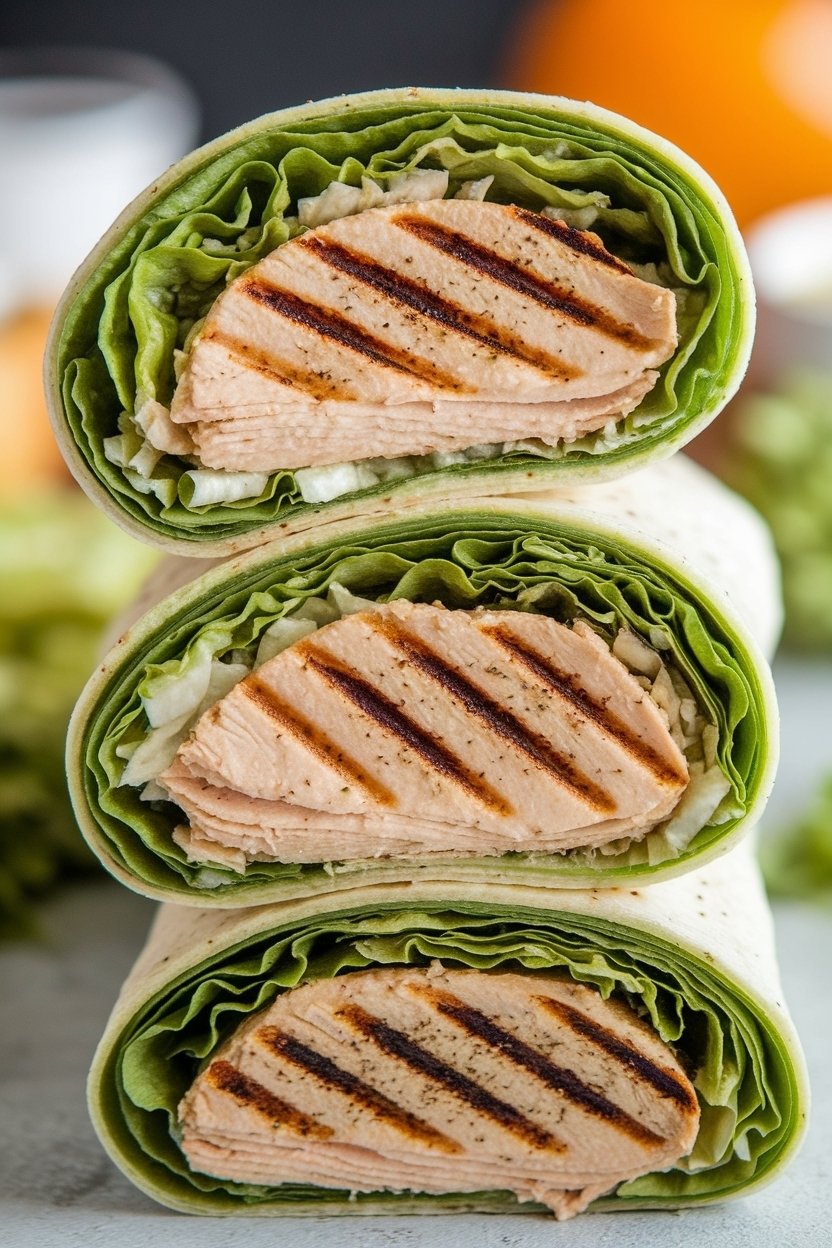 grilled chicken caesar salad wraps