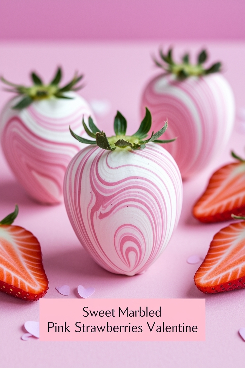 marbled pink strawberries valentine