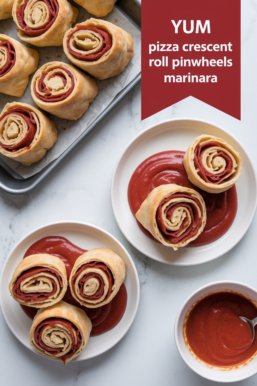 pizza crescent roll pinwheels marinara