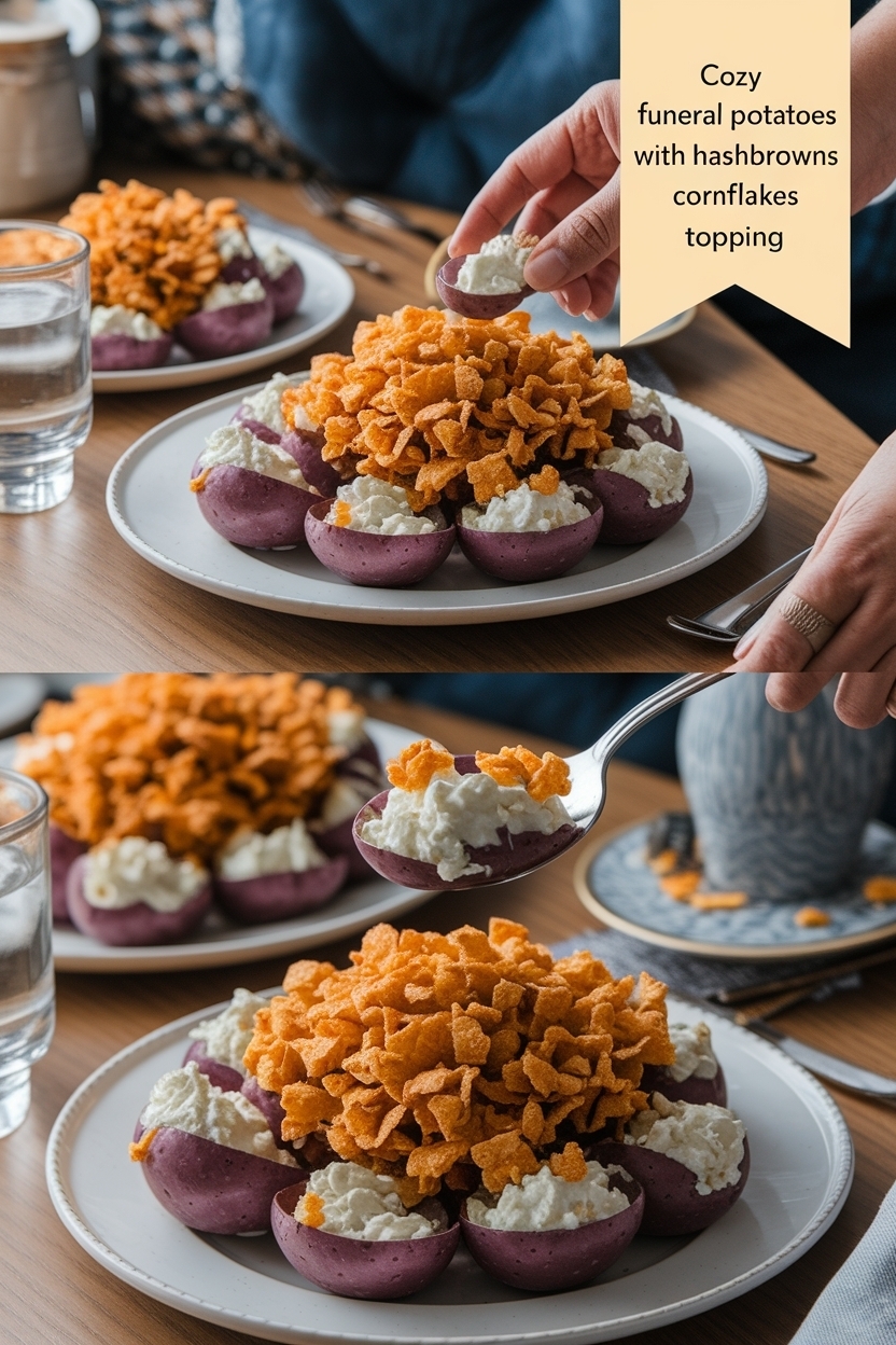 funeral potatoes with hashbrowns cornflakes topping