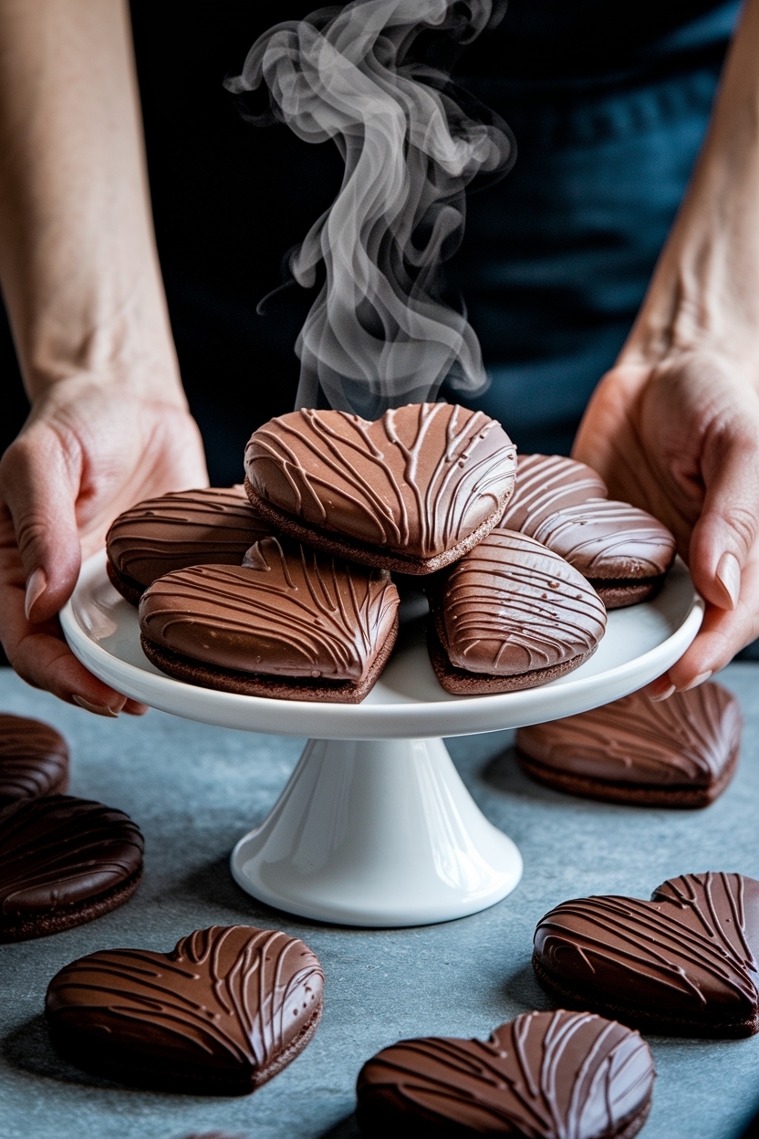 heart shaped chocolate sugar cookies